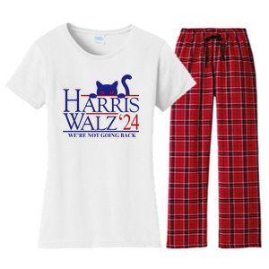 Harris Waltz 2024 Were Not Going Back Funny Cat Lady Women's Flannel Pajama Set