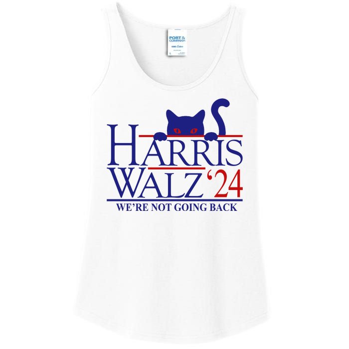 Harris Waltz 2024 Were Not Going Back Funny Cat Lady Ladies Essential Tank