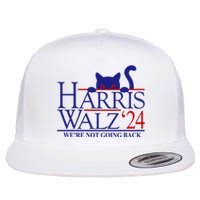 Harris Waltz 2024 Were Not Going Back Funny Cat Lady Flat Bill Trucker Hat