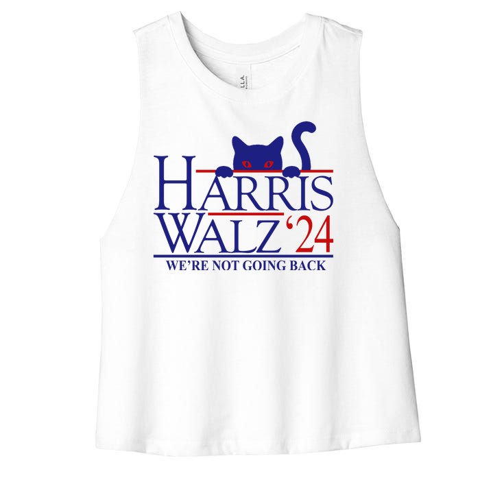 Harris Waltz 2024 Were Not Going Back Funny Cat Lady Women's Racerback Cropped Tank