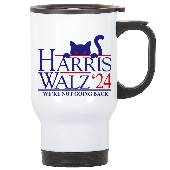 Harris Waltz 2024 Were Not Going Back Funny Cat Lady Stainless Steel Travel Mug