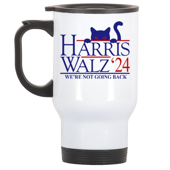 Harris Waltz 2024 Were Not Going Back Funny Cat Lady Stainless Steel Travel Mug