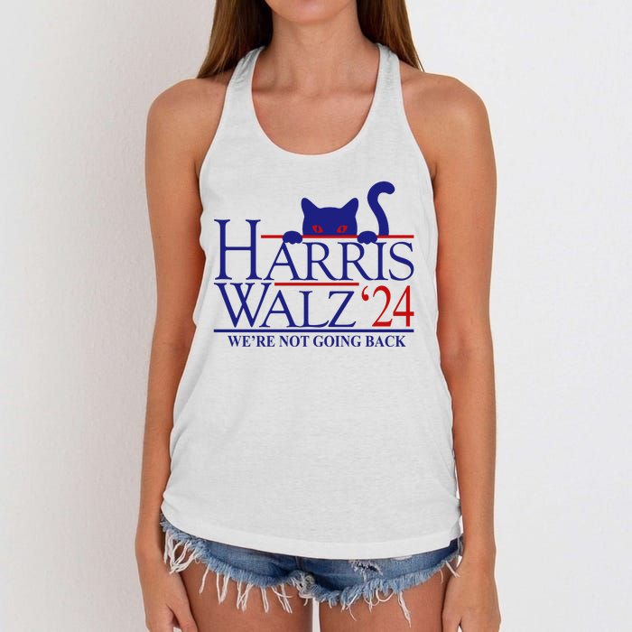 Harris Waltz 2024 Were Not Going Back Funny Cat Lady Women's Knotted Racerback Tank