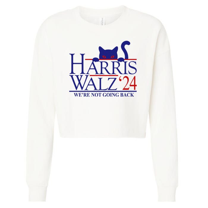 Harris Waltz 2024 Were Not Going Back Funny Cat Lady Cropped Pullover Crew