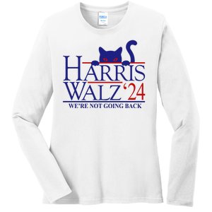 Harris Waltz 2024 Were Not Going Back Funny Cat Lady Ladies Long Sleeve Shirt