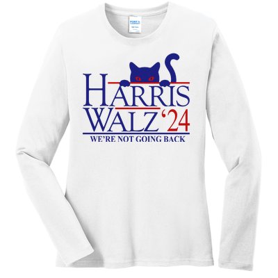 Harris Waltz 2024 Were Not Going Back Funny Cat Lady Ladies Long Sleeve Shirt