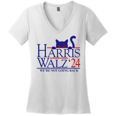 Harris Waltz 2024 Were Not Going Back Funny Cat Lady Women's V-Neck T-Shirt