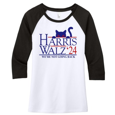 Harris Waltz 2024 Were Not Going Back Funny Cat Lady Women's Tri-Blend 3/4-Sleeve Raglan Shirt