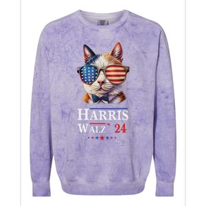 Harris Waltz 2024 Election Cat Ladies Kamala Harris Colorblast Crewneck Sweatshirt