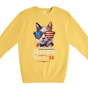 Harris Waltz 2024 Election Cat Ladies Kamala Harris Premium Crewneck Sweatshirt