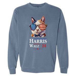 Harris Waltz 2024 Election Cat Ladies Kamala Harris Garment-Dyed Sweatshirt