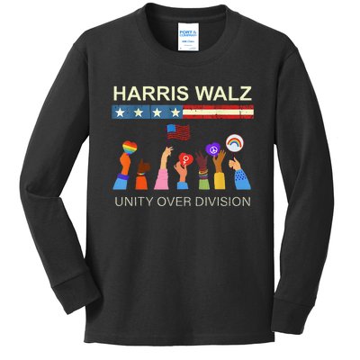 Harris Waltz 2024 Unity Over Division Kids Long Sleeve Shirt