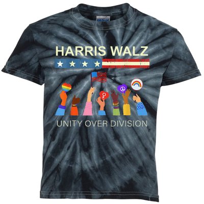 Harris Waltz 2024 Unity Over Division Kids Tie-Dye T-Shirt