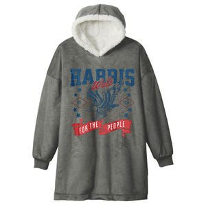 Harris Walz 2024 Election President Kamala Harris Tim Waltz Hooded Wearable Blanket