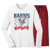 Harris Walz 2024 Election President Kamala Harris Tim Waltz Women's Long Sleeve Flannel Pajama Set 