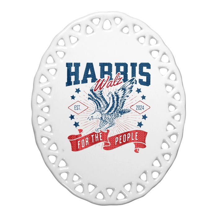 Harris Walz 2024 Election President Kamala Harris Tim Waltz Ceramic Oval Ornament