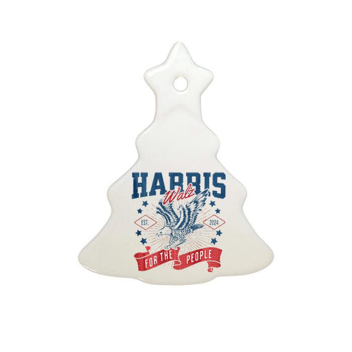 Harris Walz 2024 Election President Kamala Harris Tim Waltz Ceramic Tree Ornament