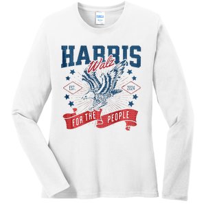 Harris Walz 2024 Election President Kamala Harris Tim Waltz Ladies Long Sleeve Shirt