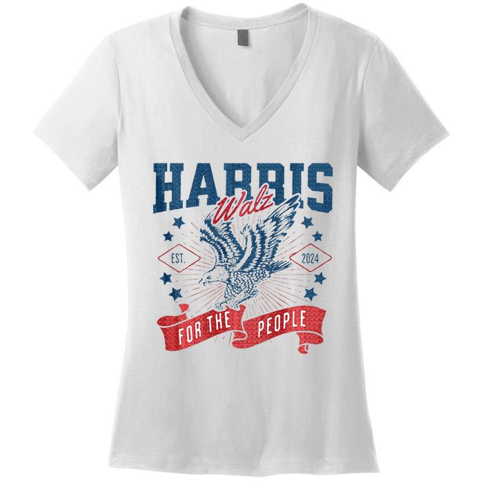 Harris Walz 2024 Election President Kamala Harris Tim Waltz Women's V-Neck T-Shirt