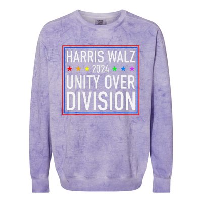 Harris Waltz 2024 Unity Over Division Colorblast Crewneck Sweatshirt