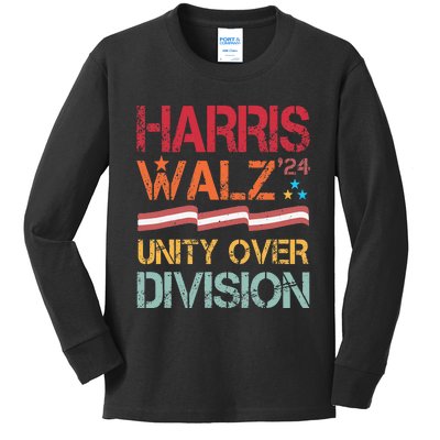 Harris Waltz 2024 Unity Over Division Kids Long Sleeve Shirt