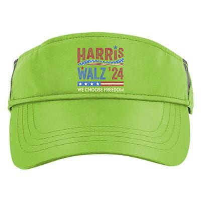 Harris Walz 2024 We Choose Freedom Us Flag Vintage Adult Drive Performance Visor