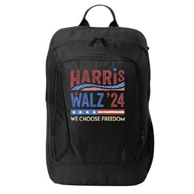 Harris Walz 2024 We Choose Freedom Us Flag Vintage City Backpack