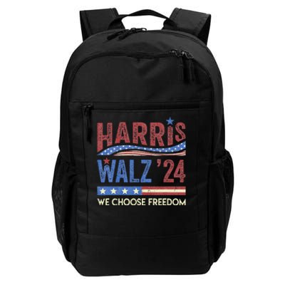 Harris Walz 2024 We Choose Freedom Us Flag Vintage Daily Commute Backpack