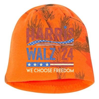 Harris Walz 2024 We Choose Freedom Us Flag Vintage Kati - Camo Knit Beanie