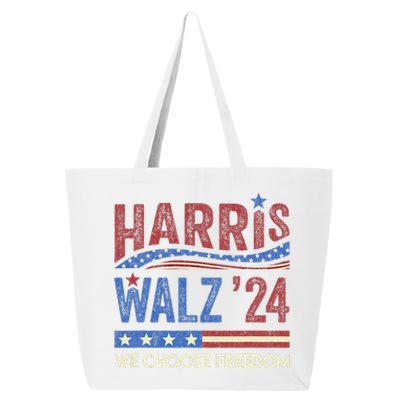 Harris Walz 2024 We Choose Freedom Us Flag Vintage 25L Jumbo Tote