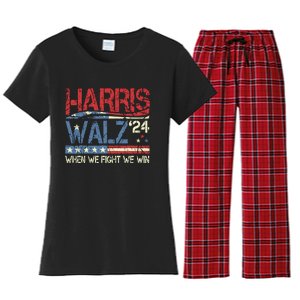 Harris Waltz 2024 Election Kamala Harris Tim Walz 2024 Women's Flannel Pajama Set