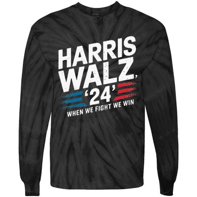 Harris Walz 24 Leading The Charge For Progress Tie-Dye Long Sleeve Shirt