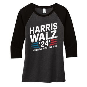 Harris Walz 24 Leading The Charge For Progress Women's Tri-Blend 3/4-Sleeve Raglan Shirt