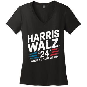 Harris Walz 24 Leading The Charge For Progress Women's V-Neck T-Shirt