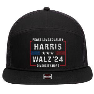 Harris Waltz 2024 Election Kamala Harris Tim Walz Waltz 2024 7 Panel Mesh Trucker Snapback Hat