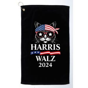 Harris Walz 2024 Funny Cat Election Kamala Harris Tim Waltz Platinum Collection Golf Towel