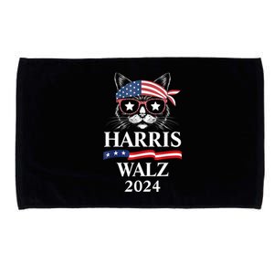 Harris Walz 2024 Funny Cat Election Kamala Harris Tim Waltz Microfiber Hand Towel