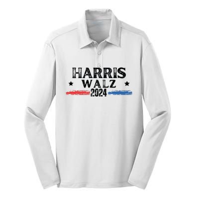 Harris Walz 2024 Kamala Rally Silk Touch Performance Long Sleeve Polo