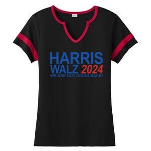 Harris Walz 2024 We Are Not Going Back Political Ladies Halftime Notch Neck Tee