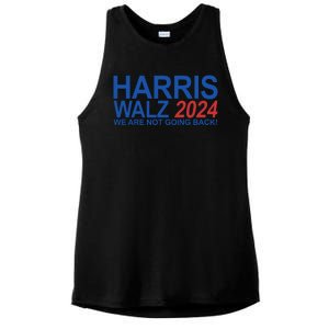 Harris Walz 2024 We Are Not Going Back Political Ladies PosiCharge Tri-Blend Wicking Tank