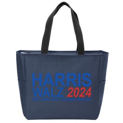 Harris Walz 2024 We Are Not Going Back Political Zip Tote Bag