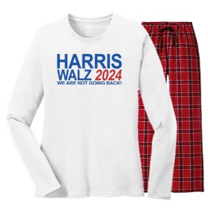 Harris Walz 2024 We Are Not Going Back Political Women's Long Sleeve Flannel Pajama Set 