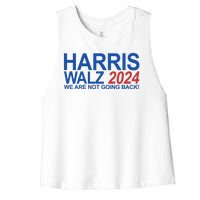 Harris Walz 2024 We Are Not Going Back Political Women's Racerback Cropped Tank