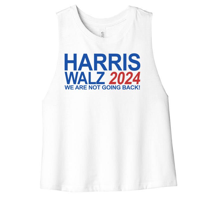 Harris Walz 2024 We Are Not Going Back Political Women's Racerback Cropped Tank