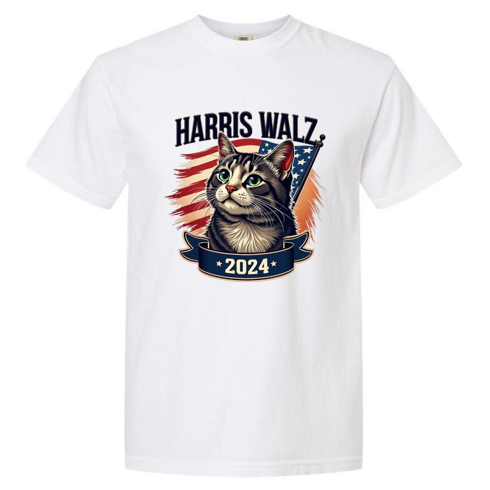 Harris Walz 2024 Funny Cat Kamala Harris Tim Walz Waltz Garment-Dyed Heavyweight T-Shirt