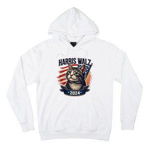 Harris Walz 2024 Funny Cat Kamala Harris Tim Walz Waltz Hoodie