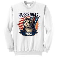 Harris Walz 2024 Funny Cat Kamala Harris Tim Walz Waltz Sweatshirt