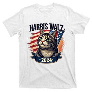 Harris Walz 2024 Funny Cat Kamala Harris Tim Walz Waltz T-Shirt