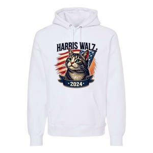 Harris Walz 2024 Funny Cat Kamala Harris Tim Walz Waltz Premium Hoodie