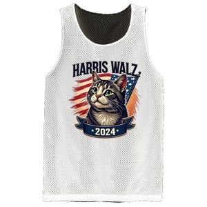 Harris Walz 2024 Funny Cat Kamala Harris Tim Walz Waltz Mesh Reversible Basketball Jersey Tank